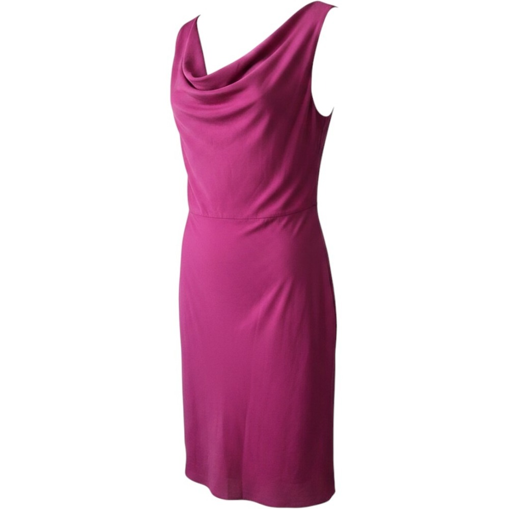 Norton McNaughton Silk Cowl Neck Cocktail Dress Magenta Pink Size 16 Sleeveless